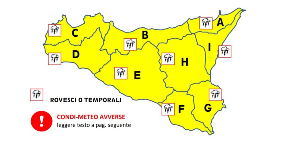 Meteo, allerta gialla per oggi in tutta la Sicilia Meteo, allerta gialla per oggi in tutta la Sicilia