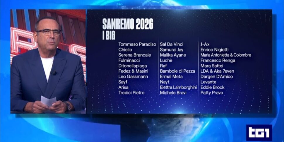Sanremo 2026, Carlo Conti fa i nomi: da Fedez e Masini a Patty Pravo: ecco i 30 Big del prossimo Festival Sanremo 2026, Carlo Conti fa i nomi: da Fedez e Masini a Patty Pravo: ecco i 30 Big del prossimo Festival