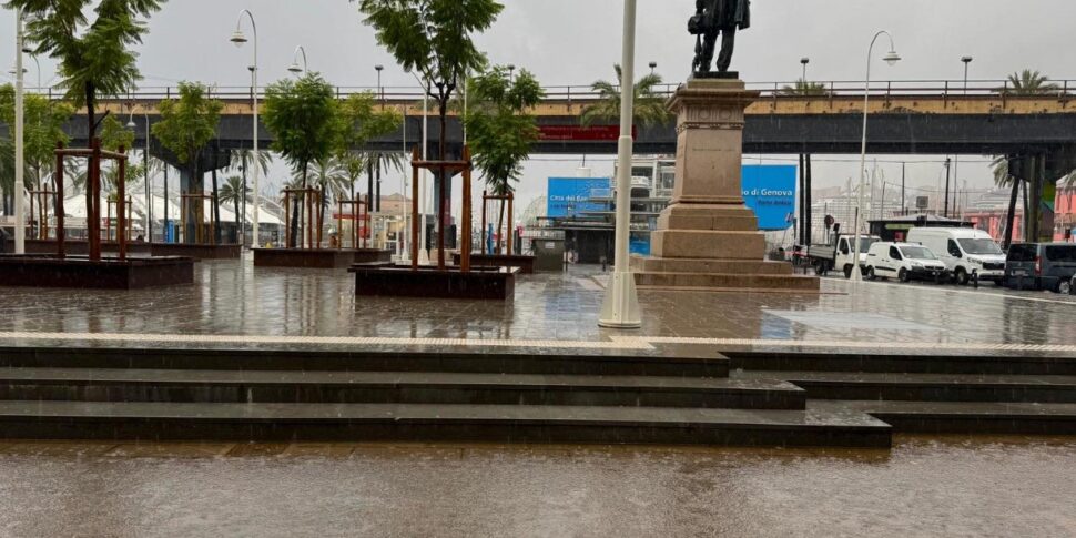 Maltempo in Liguria: container cadono per una tromba d'aria, crolla il muraglione di un giardino
