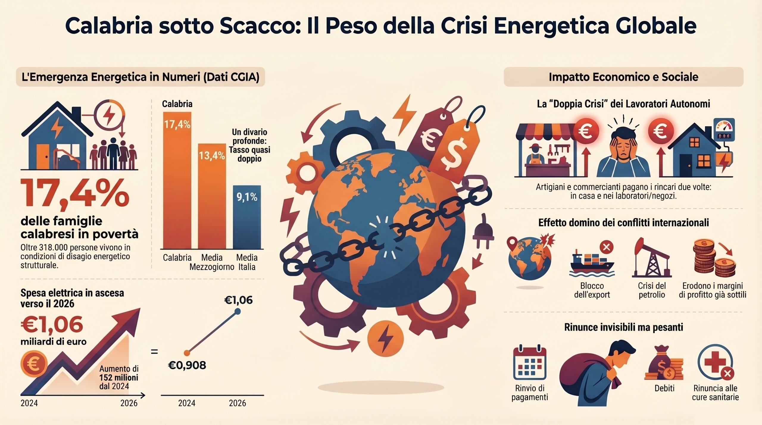 Gas e luce, per un calabrese su sei l’ombra della povertà energetica