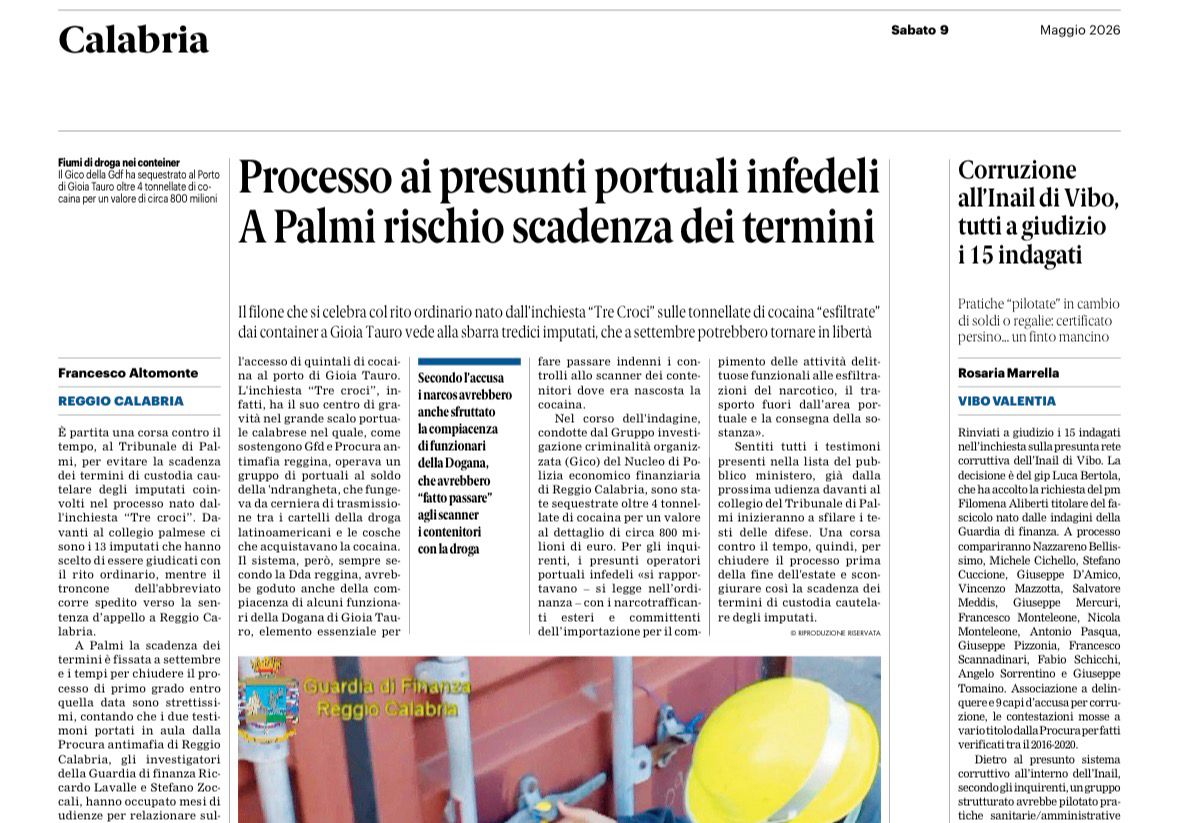 Rassegna stampa 09-05-2026 edizione Calabria