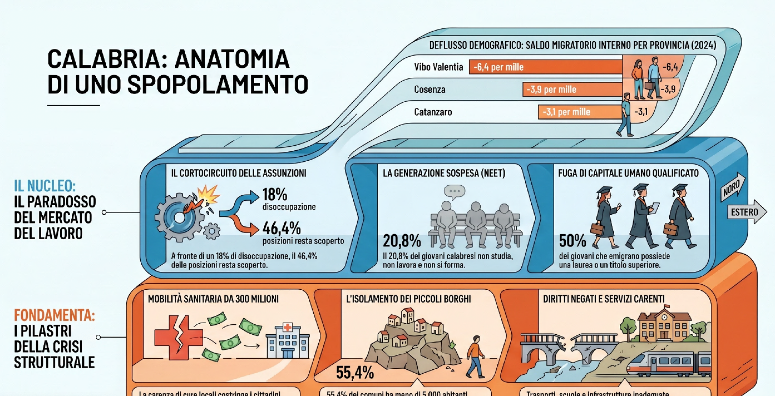 Crisi di speranza per i giovani calabresi, la fuga verso il Nord non si ferma