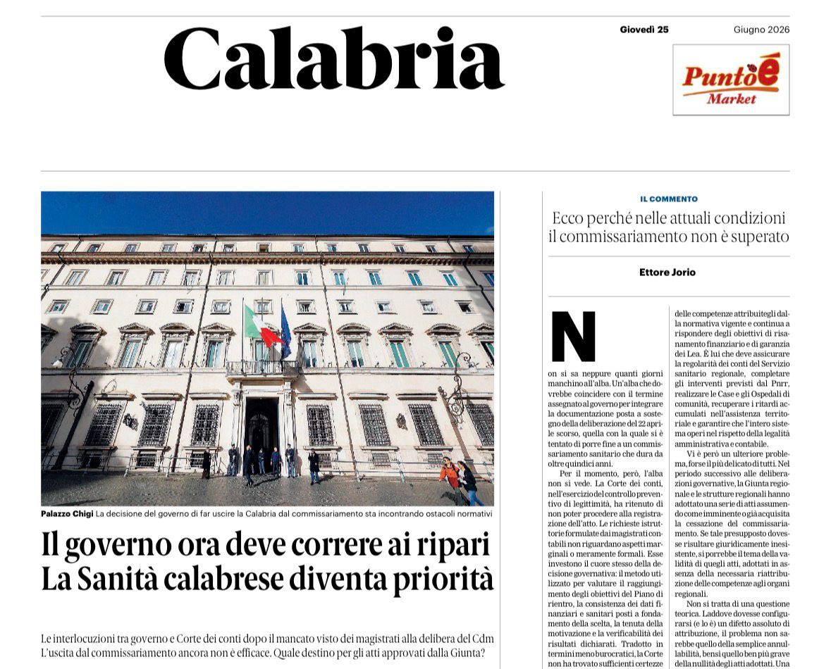 Rassegna stampa 25-06-2026 edizioni Calabria