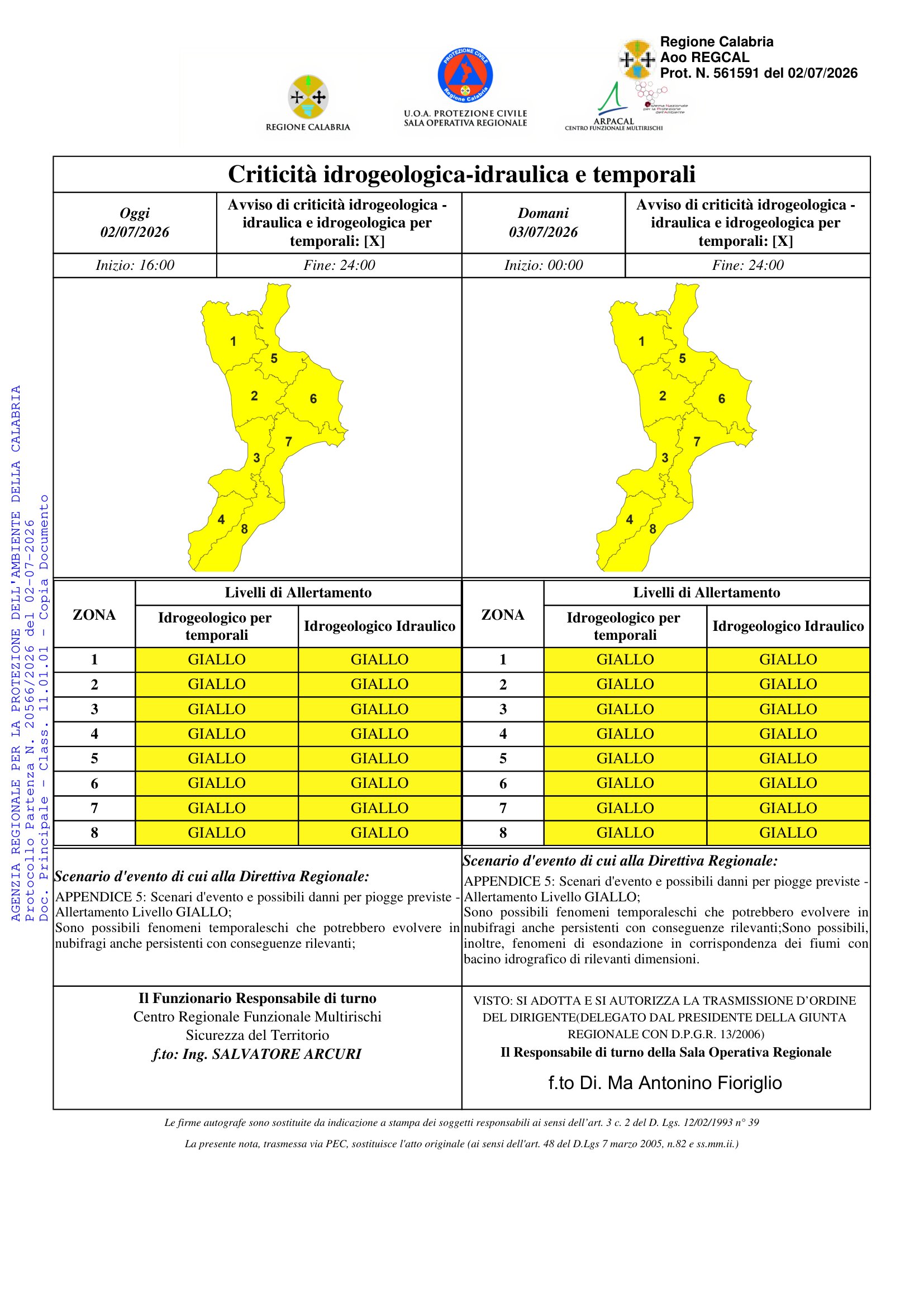 Meteo Calabria, maltempo e temporali in arrivo: allerta gialla in tutta la regione e brusco calo termico